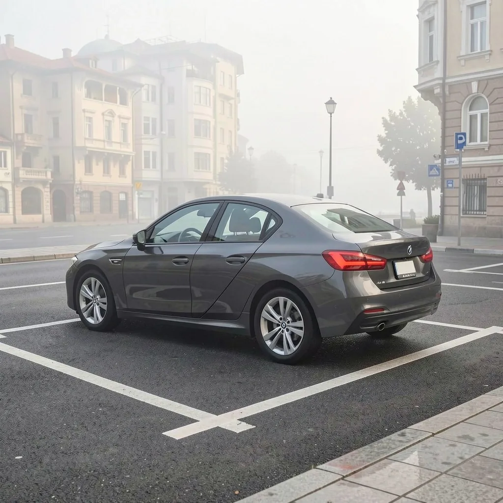 Tasarımlı park alanına park etmiş elektrikli araç